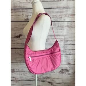 LeSportsac CRESENT CROSSBODY CONVERTIBLE SHOULDER PUFFER BAG PINK